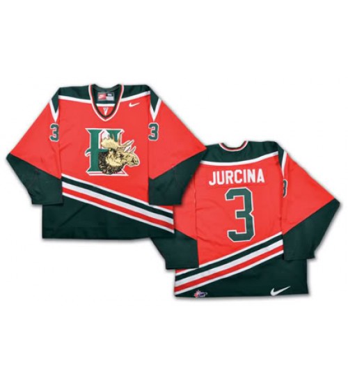 Custom QMJHL Halifax Mooseheads 1994 09 3 Jurcina Hockey jersey Road Red